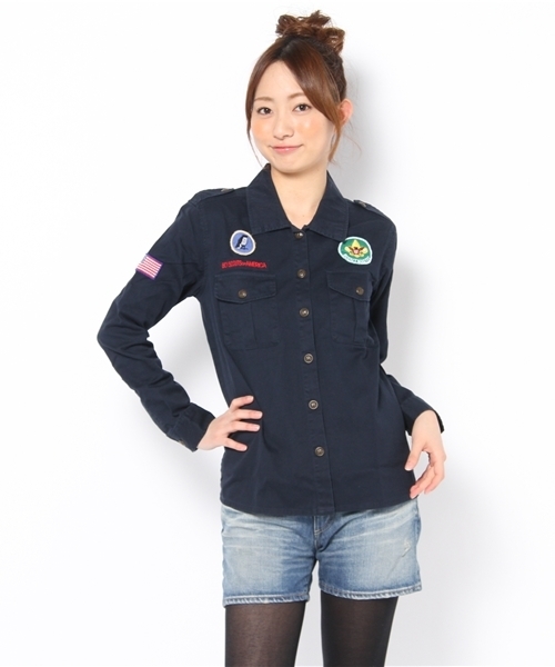 WEGO(ウィゴー)の「WEGO/ボーイスカウトLSシャツ(シャツ/ブラウス・レディース・ベージュ/カーキ/ネイビー/オレンジ・FREE)」の3枚目の写真