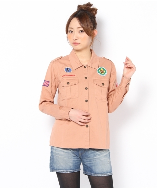 WEGO(ウィゴー)の「WEGO/ボーイスカウトLSシャツ(シャツ/ブラウス・レディース・ベージュ/カーキ/ネイビー/オレンジ・FREE)」の4枚目の写真