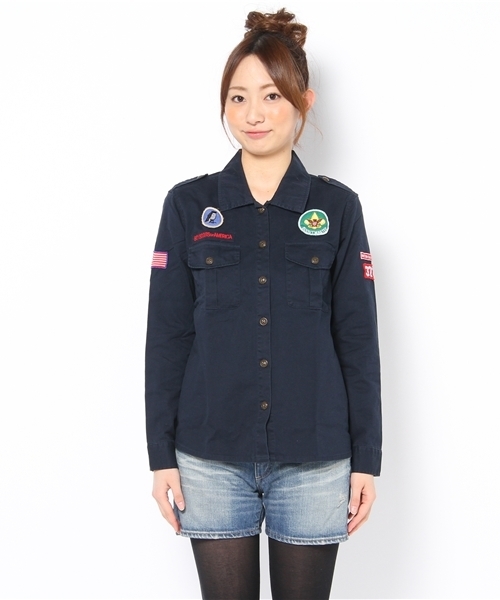 WEGO(ウィゴー)の「WEGO/ボーイスカウトLSシャツ(シャツ/ブラウス・レディース・ベージュ/カーキ/ネイビー/オレンジ・FREE)」の5枚目の写真