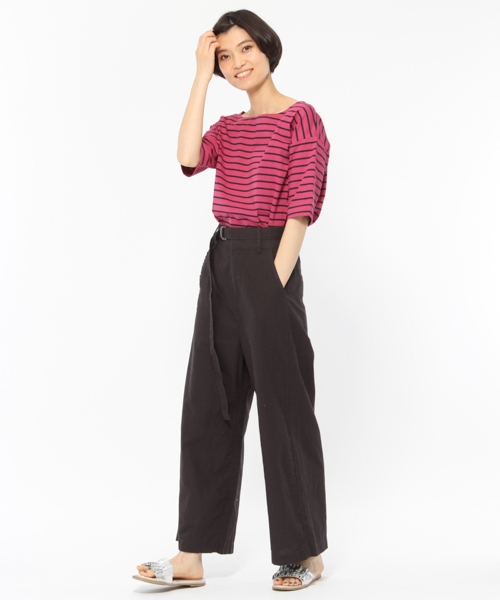LAKOLE(ラコレ)の「【汗ジミ軽減】USAコットンボートネックTシャツ / LAKOLE(Tシャツ/カットソー・レディース・グリーン/オフホワイト/ピンク・MEDIUM/SMALL)」の6枚目の写真