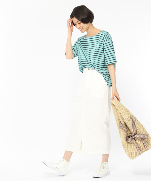 LAKOLE(ラコレ)の「【汗ジミ軽減】USAコットンボートネックTシャツ / LAKOLE(Tシャツ/カットソー・レディース・グリーン/オフホワイト/ピンク・MEDIUM/SMALL)」の12枚目の写真