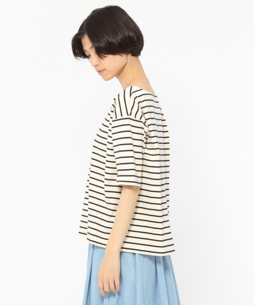 LAKOLE(ラコレ)の「【汗ジミ軽減】USAコットンボートネックTシャツ / LAKOLE(Tシャツ/カットソー・レディース・グリーン/オフホワイト/ピンク・MEDIUM/SMALL)」の9枚目の写真