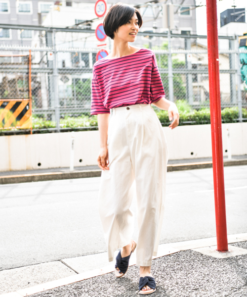LAKOLE(ラコレ)の「【汗ジミ軽減】USAコットンボートネックTシャツ / LAKOLE(Tシャツ/カットソー・レディース・グリーン/オフホワイト/ピンク・MEDIUM/SMALL)」の17枚目の写真