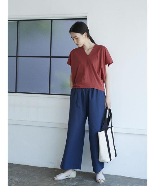 AMERICAN HOLIC（アメリカンホリック）の「麻ライクベルト付きワイドパンツ（その他パンツ・レディース・ベージュ/オレンジ/ネイビー・S/M）」の15枚目の写真