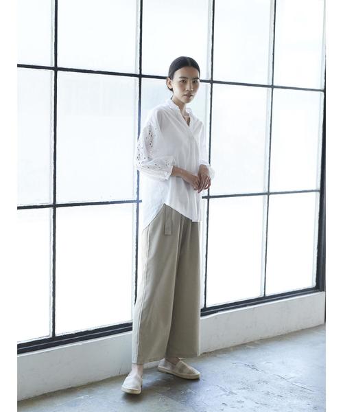 AMERICAN HOLIC（アメリカンホリック）の「麻ライクベルト付きワイドパンツ（その他パンツ・レディース・ベージュ/オレンジ/ネイビー・S/M）」の5枚目の写真