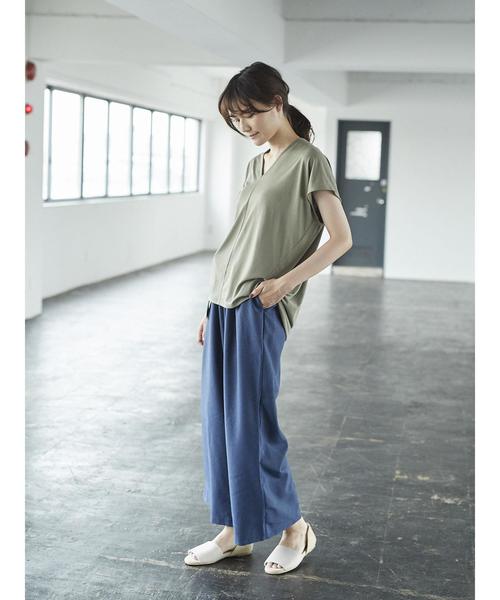 AMERICAN HOLIC（アメリカンホリック）の「麻ライクベルト付きワイドパンツ（その他パンツ・レディース・ベージュ/オレンジ/ネイビー・S/M）」の6枚目の写真