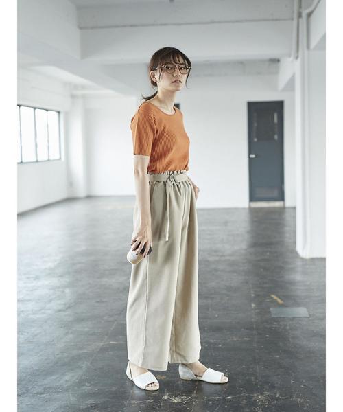 AMERICAN HOLIC（アメリカンホリック）の「麻ライクベルト付きワイドパンツ（その他パンツ・レディース・ベージュ/オレンジ/ネイビー・S/M）」の9枚目の写真