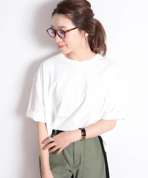 SHIPS（シップス）の「ビッグTee（Tシャツ/カットソー・レディース・オフホワイト/ブラック/グリーン/ネイビー・ONE SIZE）」の2枚目の写真