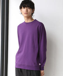 coen | USAコットンクルーネックリブロンＴ(Tシャツ/カットソー)