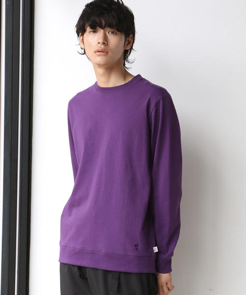 coen（コーエン）の「USAコットンクルーネックリブロンＴ（Tシャツ/カットソー・メンズ・ホワイト/ダークグリーン/パープル/ネイビー・SMALL/MEDIUM/LARGE/X-LARGE）」の4枚目の写真