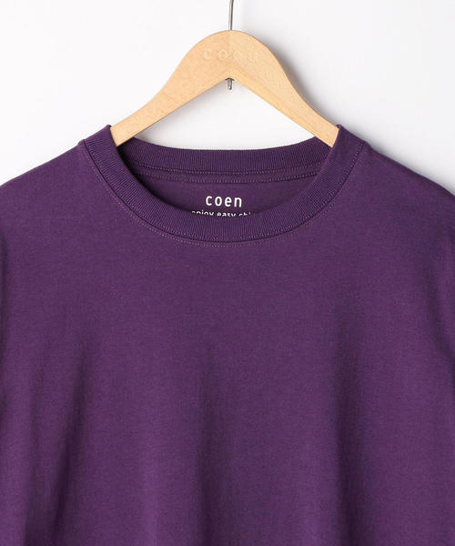 coen（コーエン）の「USAコットンクルーネックリブロンＴ（Tシャツ/カットソー・メンズ・ホワイト/ダークグリーン/パープル/ネイビー・SMALL/MEDIUM/LARGE/X-LARGE）」の6枚目の写真