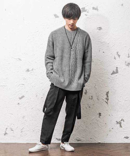 MinoriTY（マイノリティ）の「7Ｇ片畦ケーブルオーバーサイズクルーニット ビッグニット（ニット/セーター・メンズ・ホワイト/ブラック/ベージュ/ブラウン/グレー/カーキ/オレンジ/ワイン・M/L）」の21枚目の写真