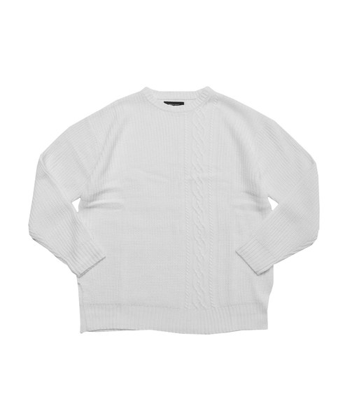 MinoriTY（マイノリティ）の「7Ｇ片畦ケーブルオーバーサイズクルーニット ビッグニット（ニット/セーター・メンズ・ホワイト/ブラック/ベージュ/ブラウン/グレー/カーキ/オレンジ/ワイン・M/L）」の22枚目の写真