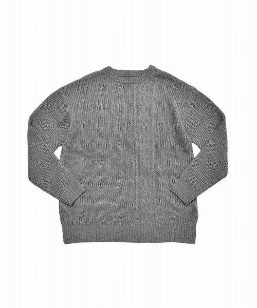 MinoriTY（マイノリティ）の「7Ｇ片畦ケーブルオーバーサイズクルーニット ビッグニット（ニット/セーター・メンズ・ホワイト/ブラック/ベージュ/ブラウン/グレー/カーキ/オレンジ/ワイン・M/L）」の19枚目の写真