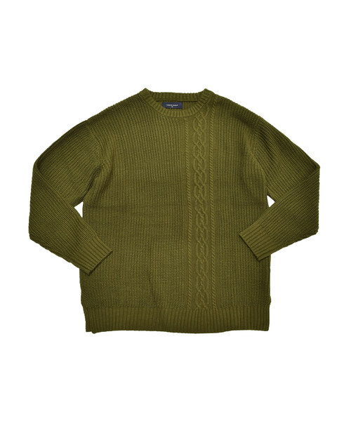 MinoriTY（マイノリティ）の「7Ｇ片畦ケーブルオーバーサイズクルーニット ビッグニット（ニット/セーター・メンズ・ホワイト/ブラック/ベージュ/ブラウン/グレー/カーキ/オレンジ/ワイン・M/L）」の10枚目の写真