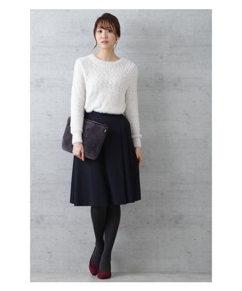 NATURAL BEAUTY BASIC（ナチュラルビューティーベーシック）の「フェザーアイレットニット（ニット/セーター・レディース・オフホワイト/ピンク/キャメル・MEDIUM）」の9枚目の写真