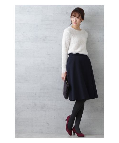 NATURAL BEAUTY BASIC（ナチュラルビューティーベーシック）の「フェザーアイレットニット（ニット/セーター・レディース・オフホワイト/ピンク/キャメル・MEDIUM）」の10枚目の写真