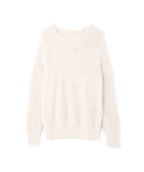 NATURAL BEAUTY BASIC（ナチュラルビューティーベーシック）の「フェザーアイレットニット（ニット/セーター・レディース・オフホワイト/ピンク/キャメル・MEDIUM）」の11枚目の写真