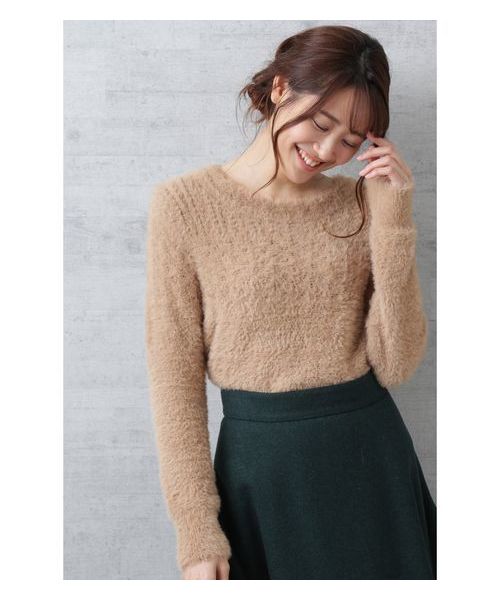 NATURAL BEAUTY BASIC（ナチュラルビューティーベーシック）の「フェザーアイレットニット（ニット/セーター・レディース・オフホワイト/ピンク/キャメル・MEDIUM）」の19枚目の写真