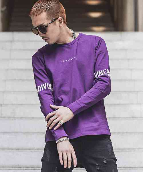 DIVINER(ディヴァイナー)の「アームプリントL/Tシャツ(Tシャツ/カットソー・メンズ・ホワイト/ブラック/パープル・L/XXL/M/XL)」の3枚目の写真
