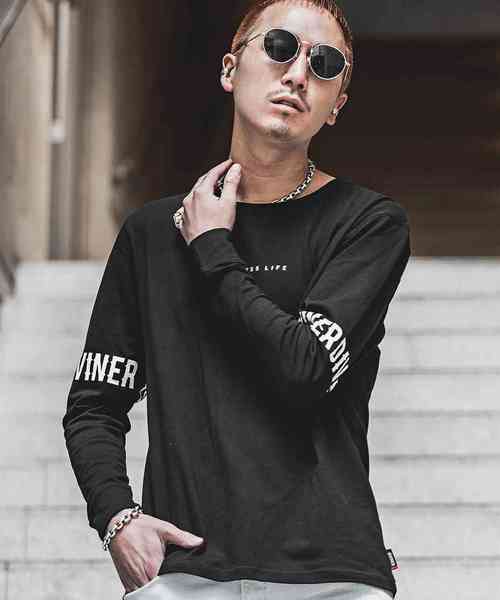 DIVINER(ディヴァイナー)の「アームプリントL/Tシャツ(Tシャツ/カットソー・メンズ・ホワイト/ブラック/パープル・L/XXL/M/XL)」の1枚目の写真