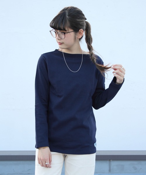 ORCIVAL(オーシバル)の「ORCIVAL / オーシバル コットンロードロングスリーブ バスクシャツ ソリッド #B211(Tシャツ/カットソー・レディース・ホワイト/ライトグレー/ブラック/ネイビー/ベージュ/チャコールグレー/ナチュラル/ブルーグレー・1/2/4/5/3/6)」の8枚目の写真