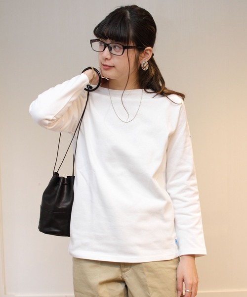 ORCIVAL(オーシバル)の「ORCIVAL / オーシバル コットンロードロングスリーブ バスクシャツ ソリッド #B211(Tシャツ/カットソー・レディース・ホワイト/ライトグレー/ブラック/ネイビー/ベージュ/チャコールグレー/ナチュラル/ブルーグレー・1/2/4/5/3/6)」の2枚目の写真