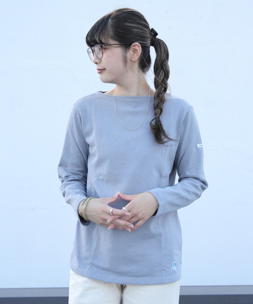 ORCIVAL(オーシバル)の「ORCIVAL / オーシバル コットンロードロングスリーブ バスクシャツ ソリッド #B211(Tシャツ/カットソー・レディース・ホワイト/ライトグレー/ブラック/ネイビー/ベージュ/チャコールグレー/ナチュラル/ブルーグレー・1/2/4/5/3/6)」の5枚目の写真