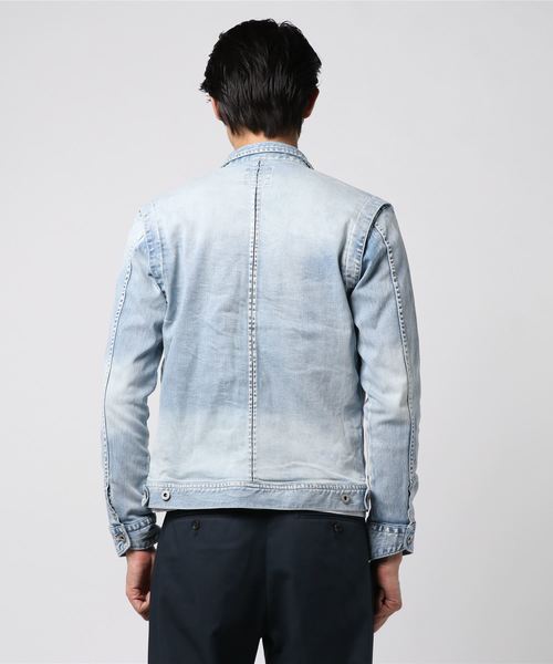 NEW GENTLEMAN（ニュージェントルマン）の「MILANO ZIP(ミラノ ジップ) ３rdタイプ イタリアンカラーデニムジャケット（デニムジャケット・メンズ・サックスブルー/ブルー・1/S/2/M/3/L）」の4枚目の写真