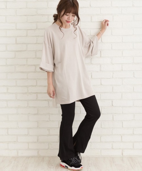 SpRay(スプレイ)の「袖ロールUP七分袖プルオーバー(Tシャツ/カットソー・レディース・チャコールグレー/ブラック/パープル/ブラウン/ピンク/グレイッシュベージュ/ダークベージュ・FREE)」の16枚目の写真