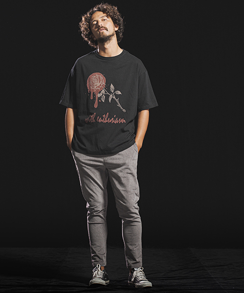 Jih Nunc(ジーヌンク)の「mt6059-ビッグシルエットプリントTシャツ -ROSE WITH ENTHUSIASM-(Tシャツ/カットソー・メンズ・ブラック/ホワイト・M/L)」の11枚目の写真