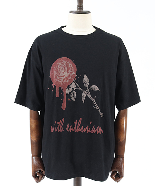 Jih Nunc(ジーヌンク)の「mt6059-ビッグシルエットプリントTシャツ -ROSE WITH ENTHUSIASM-(Tシャツ/カットソー・メンズ・ブラック/ホワイト・M/L)」の17枚目の写真