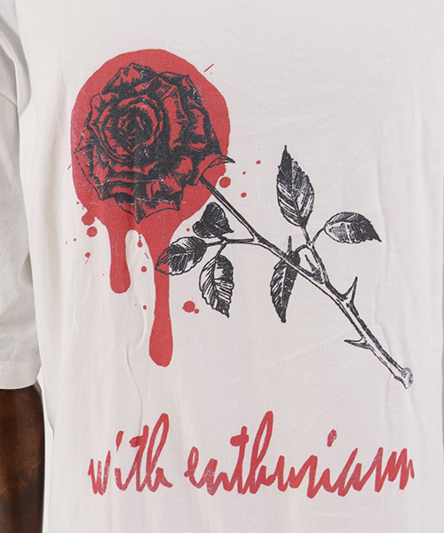 Jih Nunc(ジーヌンク)の「mt6059-ビッグシルエットプリントTシャツ -ROSE WITH ENTHUSIASM-(Tシャツ/カットソー・メンズ・ブラック/ホワイト・M/L)」の6枚目の写真