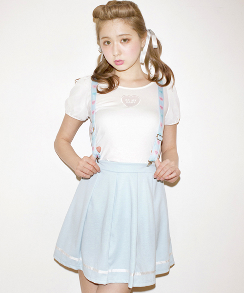 L.D.S.（エルディーエス）の「CANDY HEARTS ラインプリーツスカート（スカート・レディース・ホワイト系/ブラック系/ブルー系・FREE）」の3枚目の写真