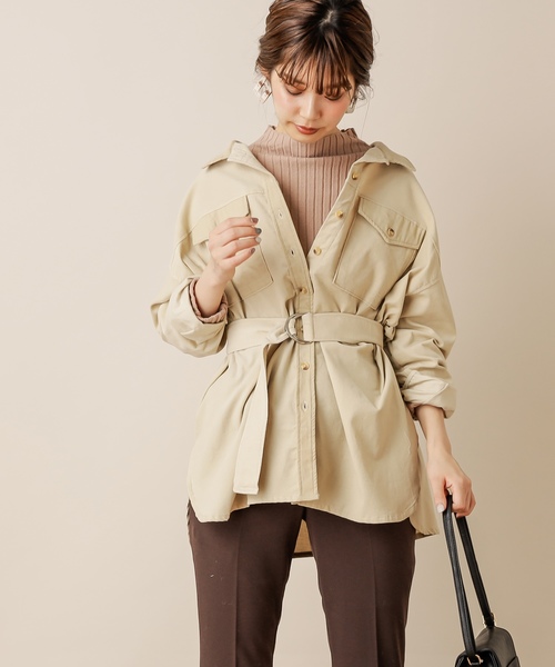 natural couture（ナチュラルクチュール）の「共ベルト付きコーデュロイシャツ（シャツ/ブラウス・レディース・アイボリー/ブラウン/パープル・FREE）」の2枚目の写真