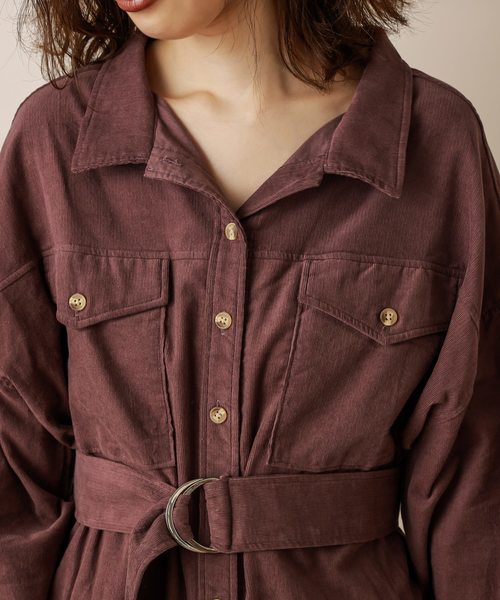 natural couture（ナチュラルクチュール）の「共ベルト付きコーデュロイシャツ（シャツ/ブラウス・レディース・アイボリー/ブラウン/パープル・FREE）」の19枚目の写真