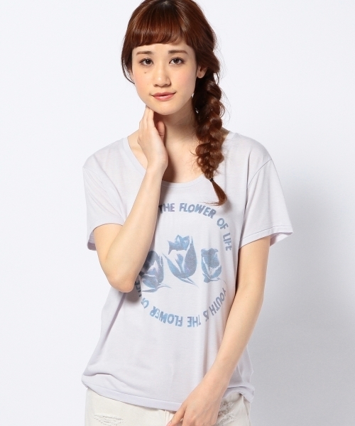 Another Edition（アナザーエディション）の「AE TR TULIP T（Tシャツ/カットソー・レディース・ホワイト/ライトグレー/ライラック・フリー）」の3枚目の写真