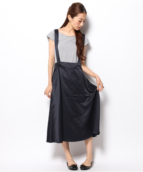 Kastane（カスタネ）の「【Kastane】サスペ付きスカート（スカート・レディース・ネイビー/オフホワイト/ライトグレー・FREE）」の5枚目の写真