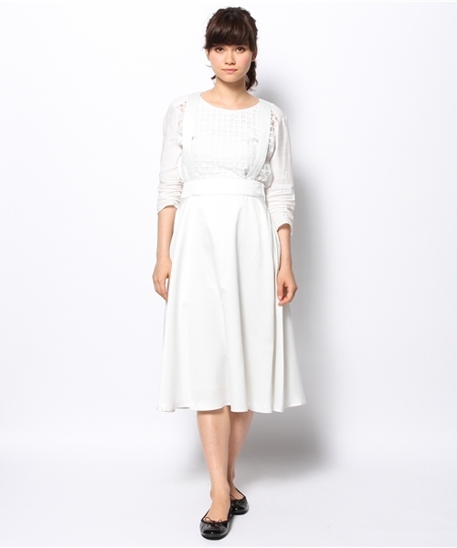 Kastane（カスタネ）の「【Kastane】サスペ付きスカート（スカート・レディース・ネイビー/オフホワイト/ライトグレー・FREE）」の6枚目の写真