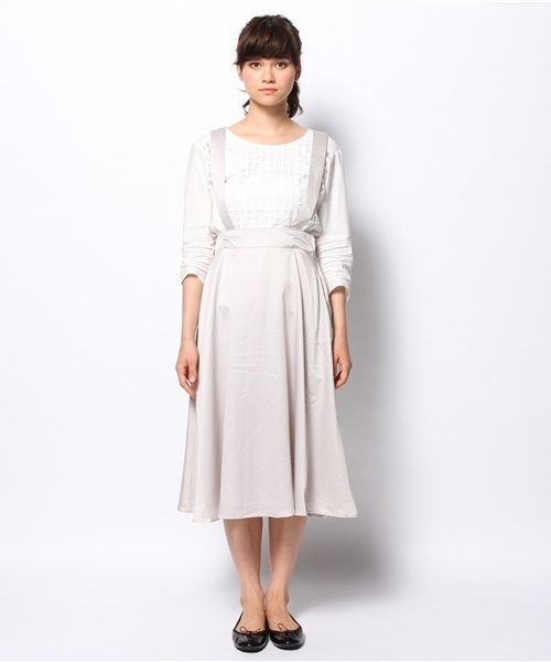 Kastane（カスタネ）の「【Kastane】サスペ付きスカート（スカート・レディース・ネイビー/オフホワイト/ライトグレー・FREE）」の13枚目の写真