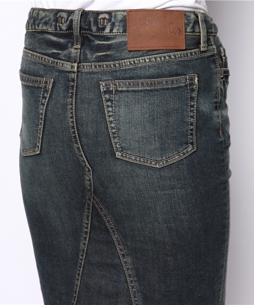 goa（ゴア）の「10oz ｽﾄﾚｯﾁﾃﾞﾆﾑ ひざ丈ｽｶｰﾄ（デニムスカート・レディース・ブラック/インディゴブルー・2/1）」の6枚目の写真