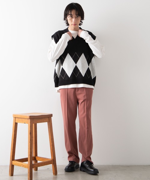 WEGO（ウィゴー）の「WEGO/【セットアップ対応商品】TRセンタープレススラックス（スラックス・メンズ・ブラック/ピンク・MEDIUM/LARGE）」の5枚目の写真