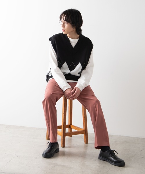 WEGO（ウィゴー）の「WEGO/【セットアップ対応商品】TRセンタープレススラックス（スラックス・メンズ・ブラック/ピンク・MEDIUM/LARGE）」の16枚目の写真