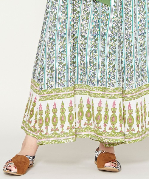 チャイハネ（チャイハネ）の「【チャイハネ】yul 綿麻ブロックプリントワイドパンツ（その他パンツ・レディース・ブルー/グリーン/マスタード/レッド・FREE）」の8枚目の写真