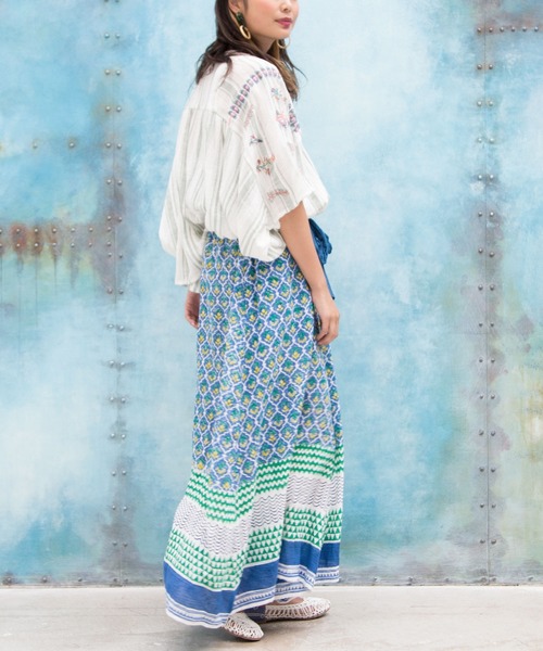 チャイハネ（チャイハネ）の「【チャイハネ】yul 綿麻ブロックプリントワイドパンツ（その他パンツ・レディース・ブルー/グリーン/マスタード/レッド・FREE）」の17枚目の写真