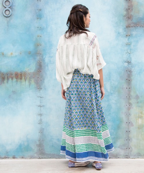 チャイハネ（チャイハネ）の「【チャイハネ】yul 綿麻ブロックプリントワイドパンツ（その他パンツ・レディース・ブルー/グリーン/マスタード/レッド・FREE）」の18枚目の写真
