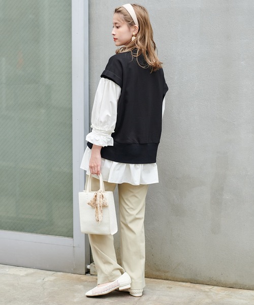 one after another NICE CLAUP（ワンアフターアナザーナイスクラップ）の「リボン付き合皮編みミニショルダーバッグ（ショルダーバッグ・レディース・オフホワイト/ブラウン/ベージュ・FREE）」の13枚目の写真