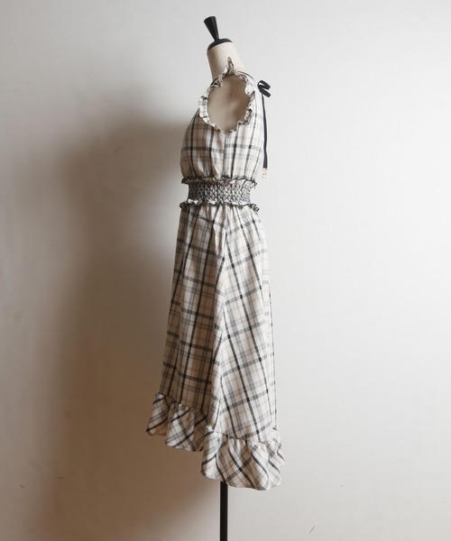 tocco closet(トッコ クローゼット)の「後ろりぼん付きフリル装飾ウエストシャーリングチェック柄ワンピース(ワンピース・レディース・ブラウン/ブラック・M)」の21枚目の写真