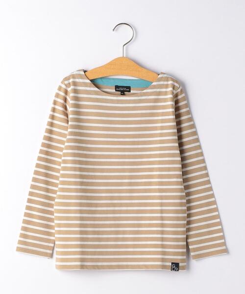 green label relaxing（グリーンレーベルリラクシング）の「【キッズ】ボーダーボートネックプルオーバー（Tシャツ/カットソー・キッズ・オフホワイト/ネイビー/ベージュ/ライム・115/95/135/125/105）」の3枚目の写真