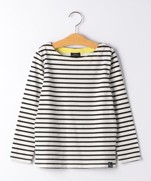 green label relaxing（グリーンレーベルリラクシング）の「【キッズ】ボーダーボートネックプルオーバー（Tシャツ/カットソー・キッズ・オフホワイト/ネイビー/ベージュ/ライム・115/95/135/125/105）」の2枚目の写真